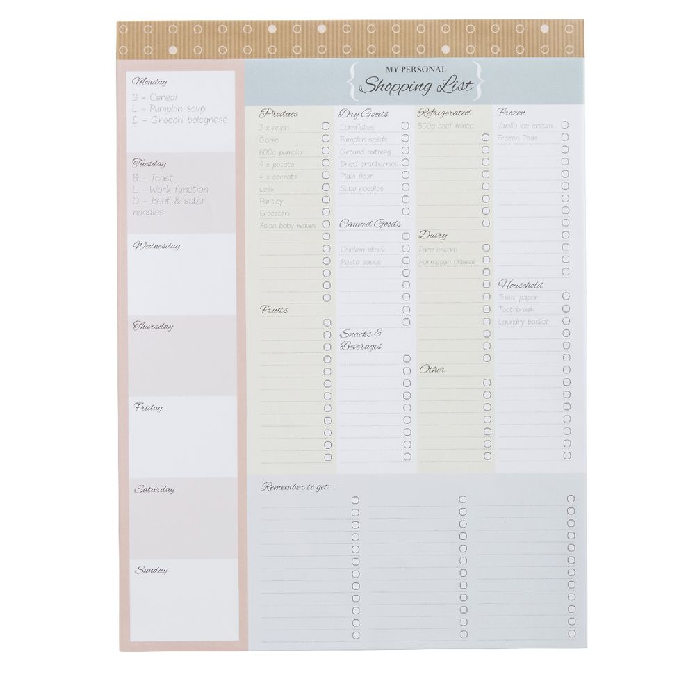 B5 Shopping List 52 Sheets Natural