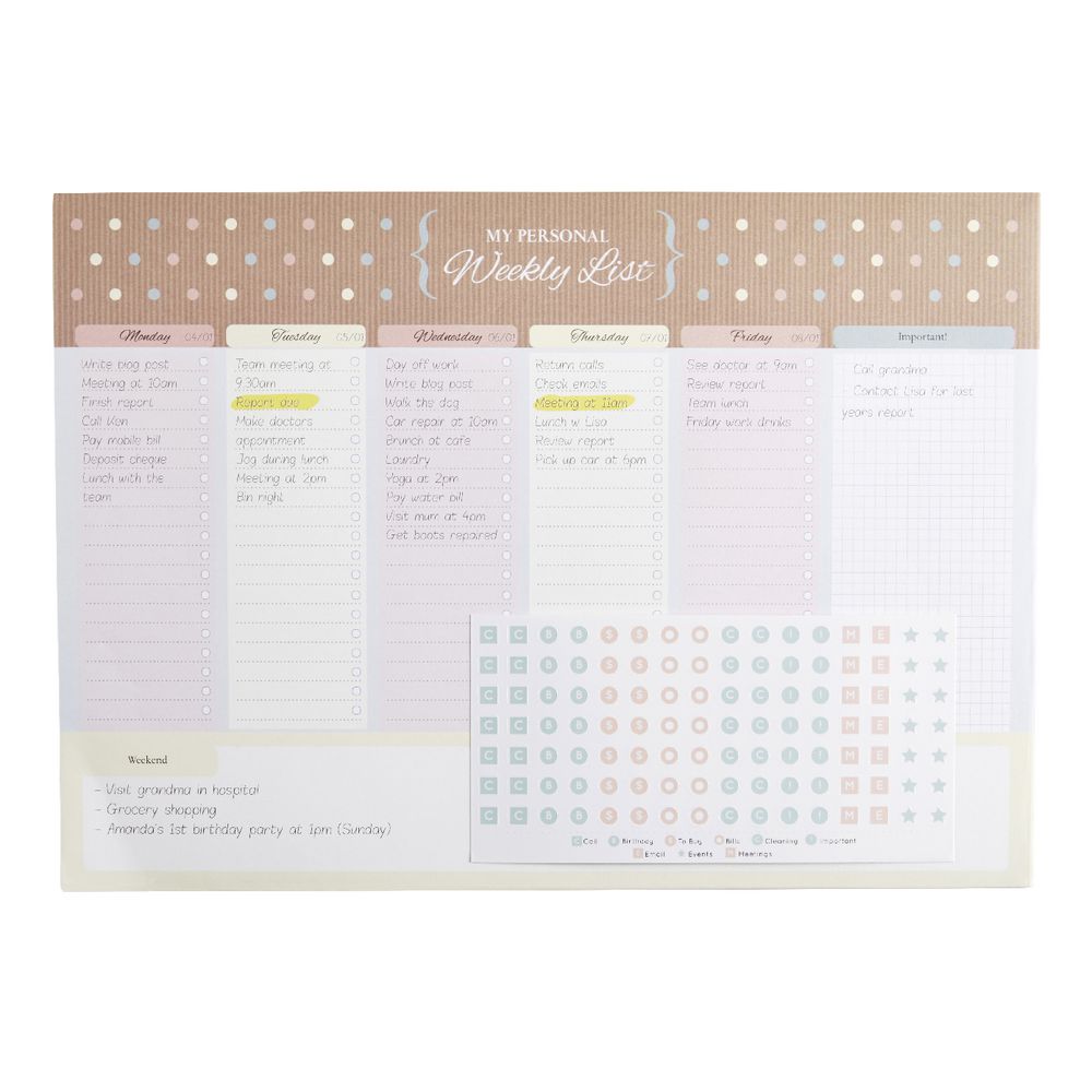 A4 Weekly Planner 52 Sheets Natural