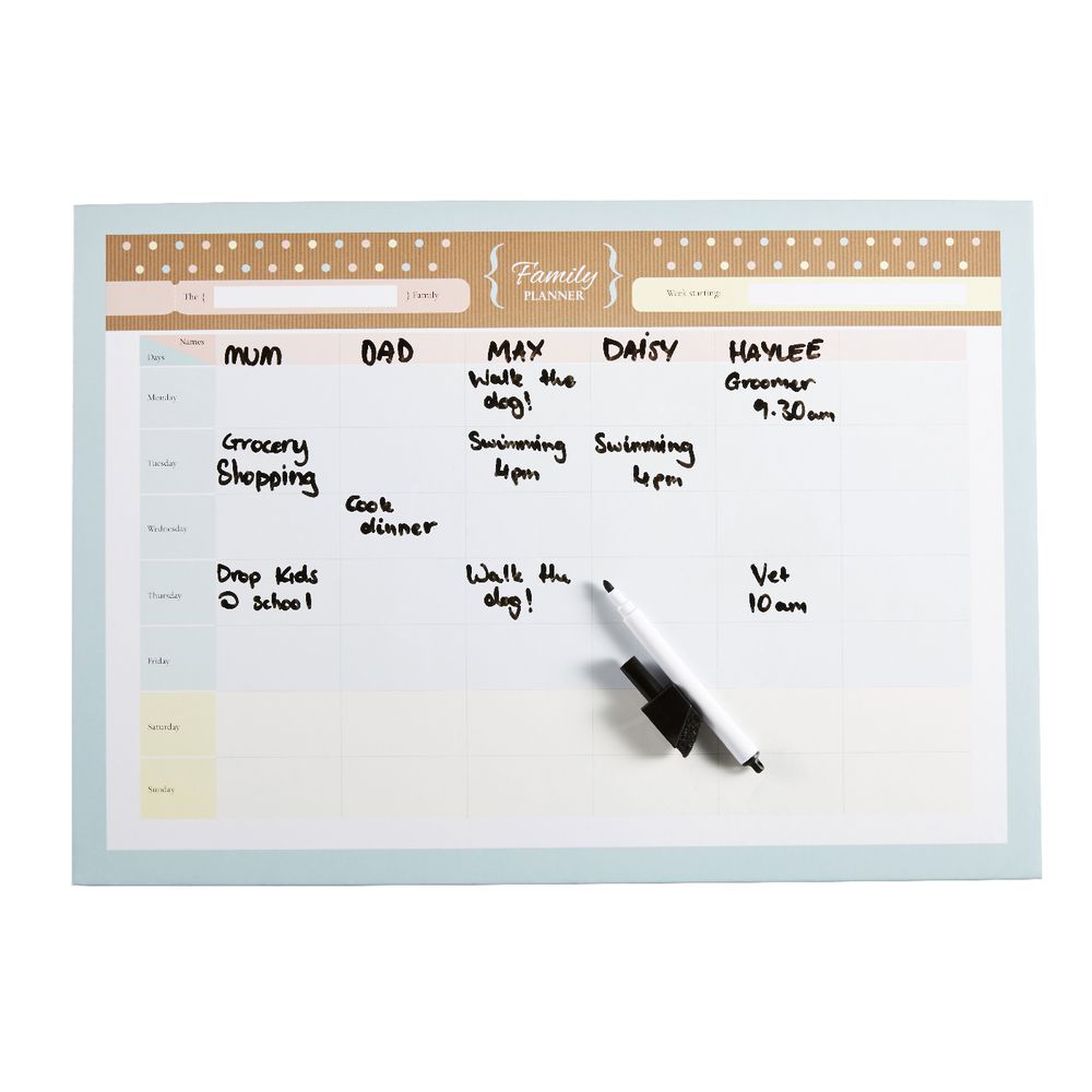 A3 Dry Erase Family Planner With Marker Natural Officeworks