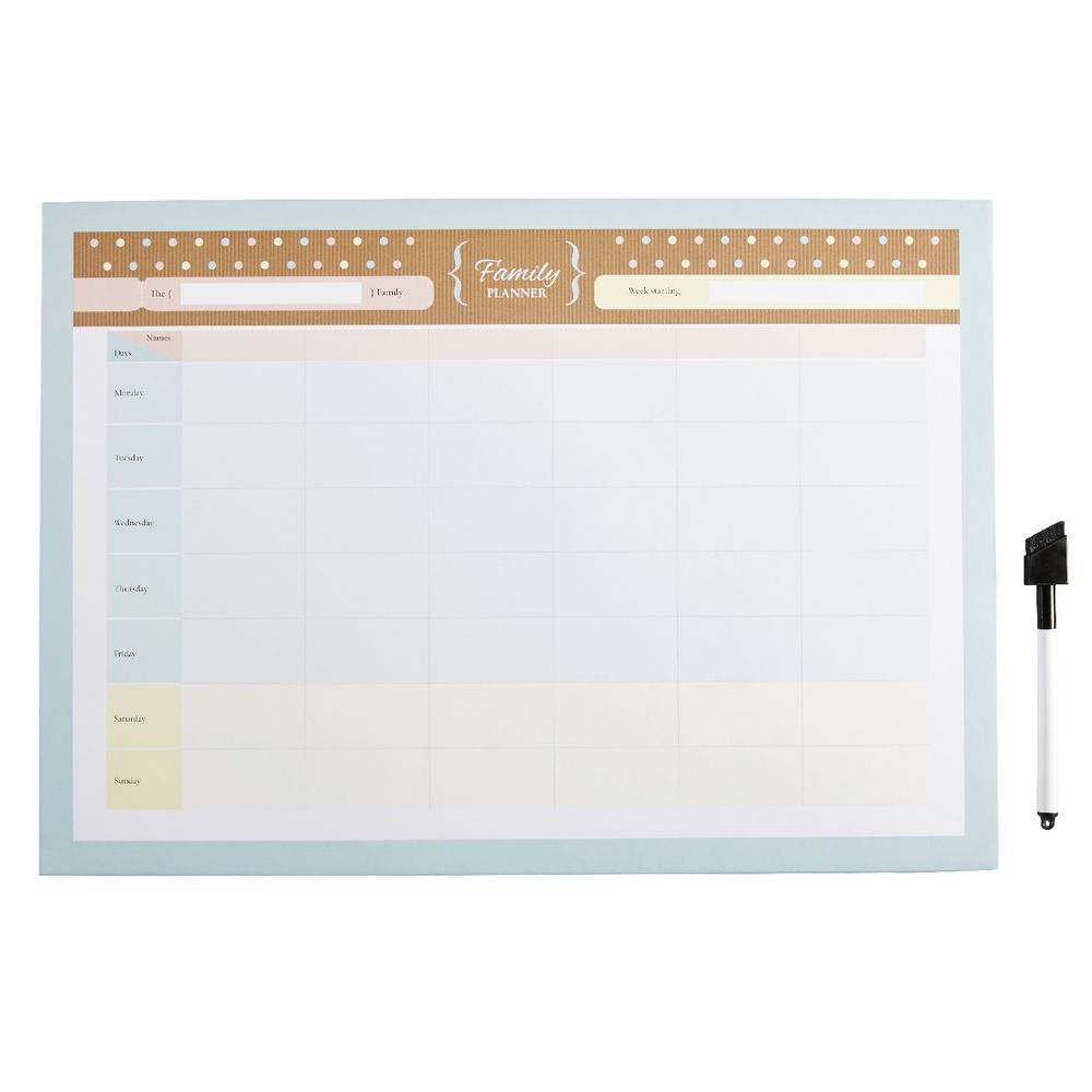 A3 Dry Erase Family Planner With Marker Natural Officeworks