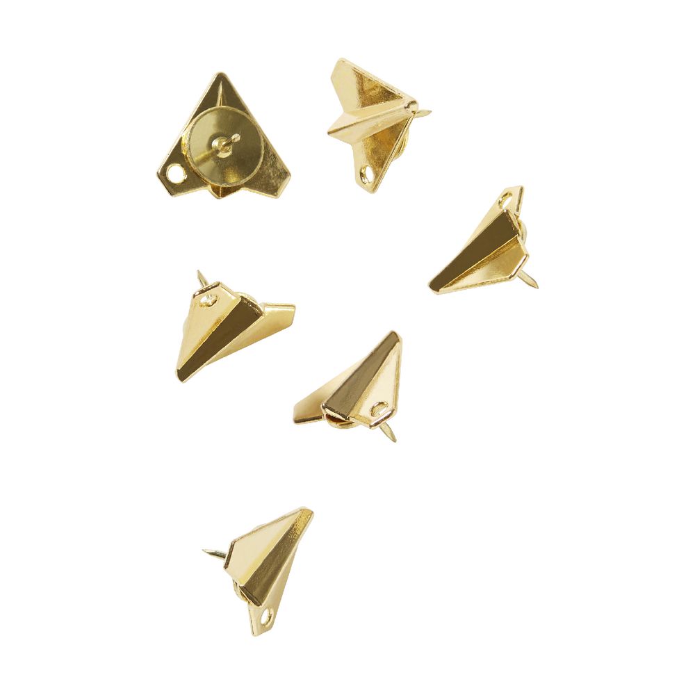 Otto Airplane Thumb Tack Gold 6 Pack