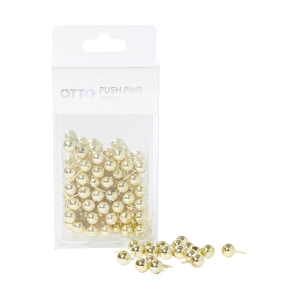 Otto Round Push Pins Gold 80 Pack