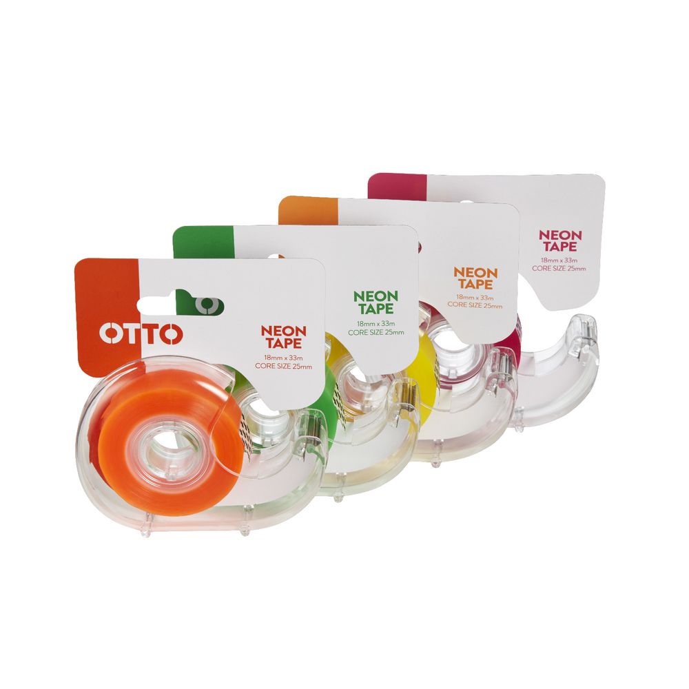 Otto Invisible Adhesive Tape with Dispenser 18mm x 33m Pink