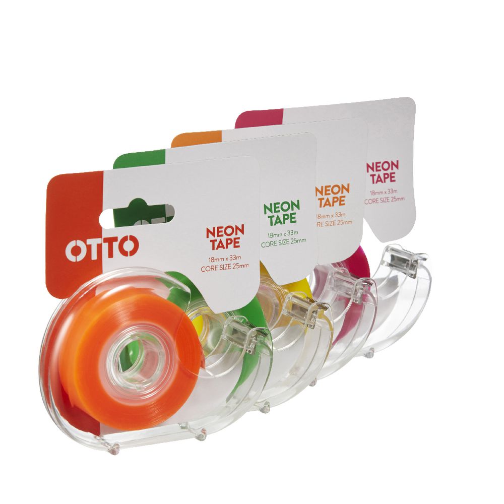 Otto Invisible Adhesive Tape with Dispenser 18mm x 33m Pink
