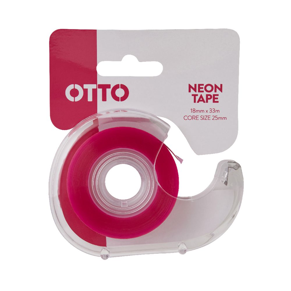 Otto Invisible Adhesive Tape with Dispenser 18mm x 33m Pink