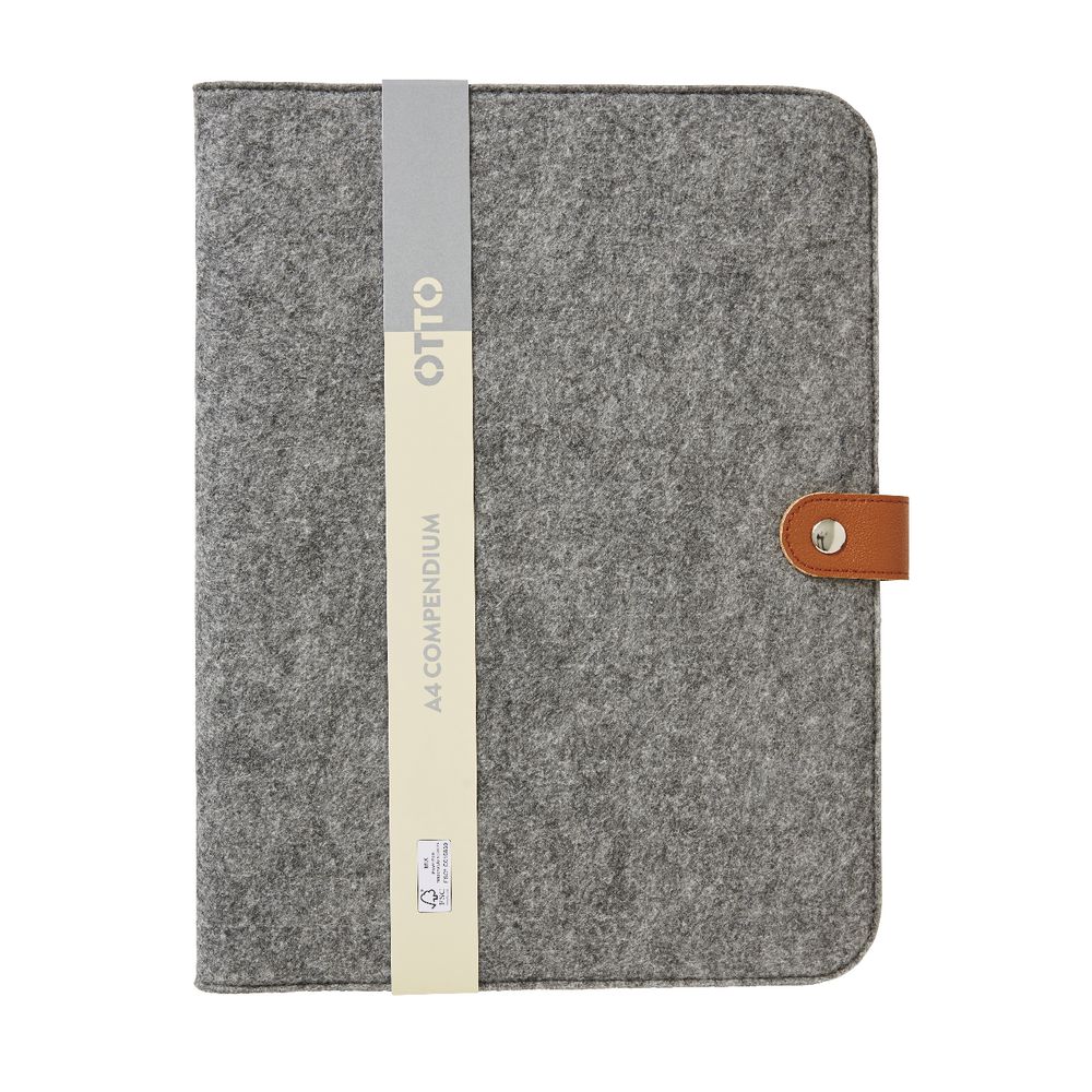 Otto A4 Felt Compendium with Button Closure Grey