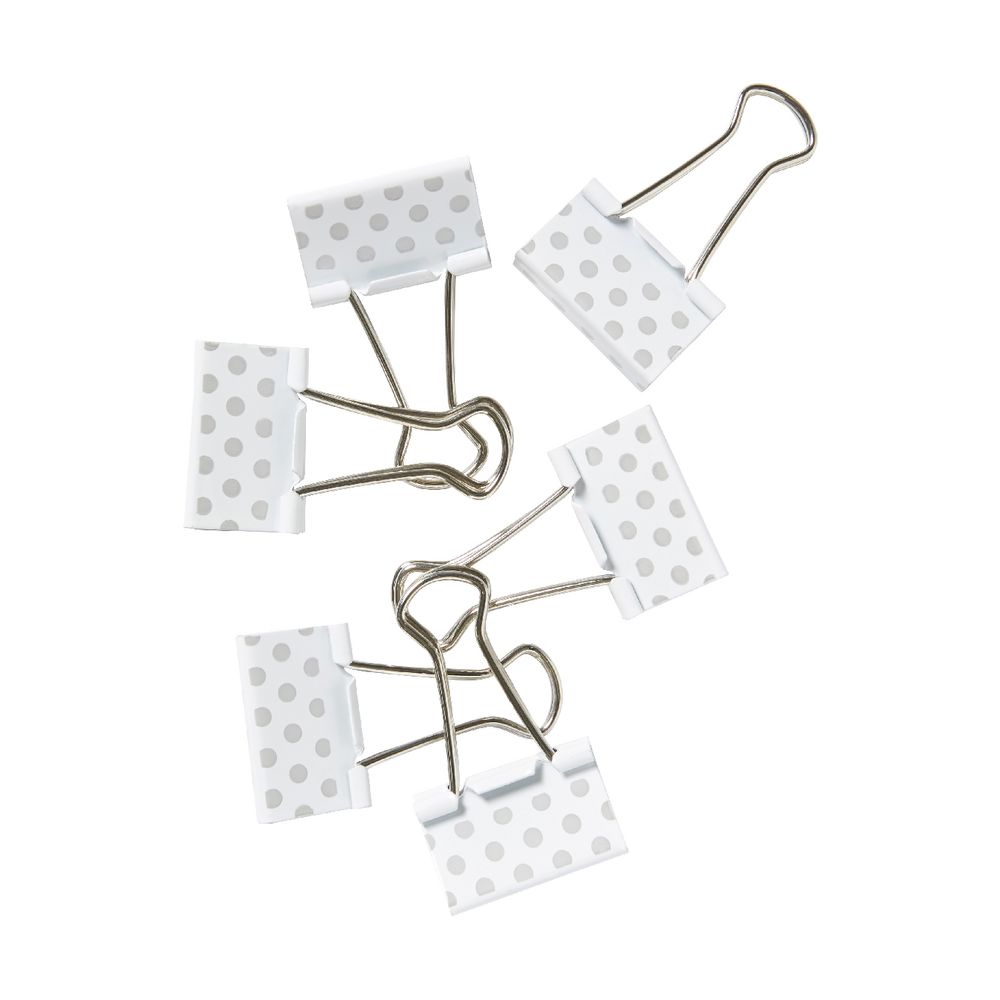 Otto Foldback 32mm Clips Silver Dots 6 Pack