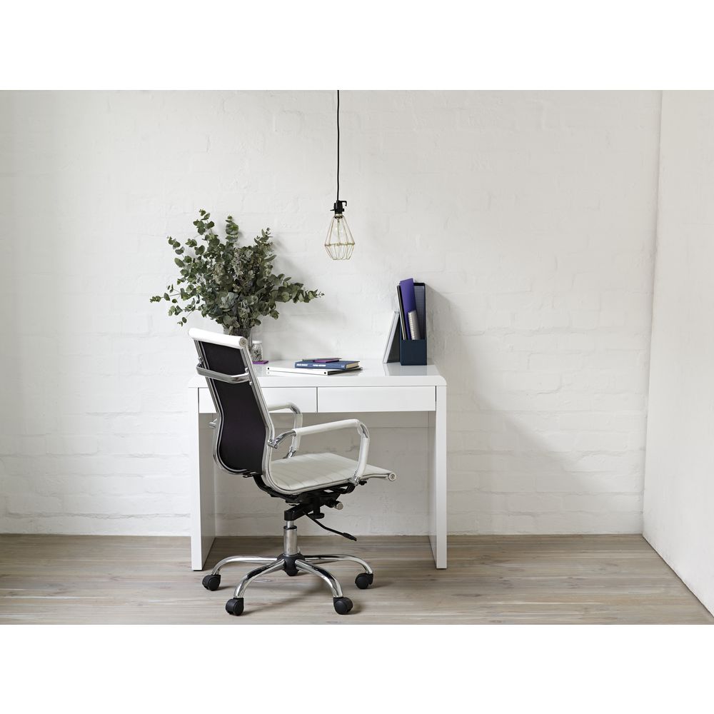 Arc 2 Drawer Desk White