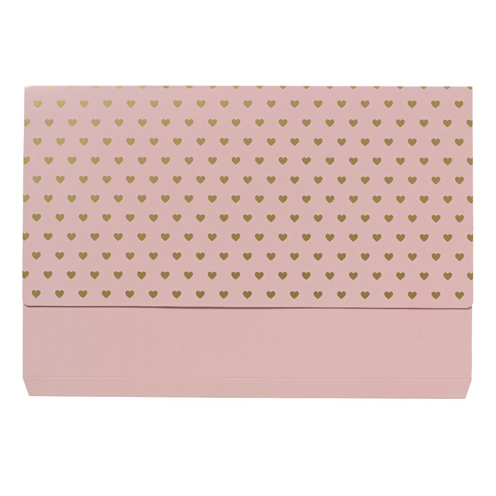 Otto A4 Manila Document Wallet Gold Hearts