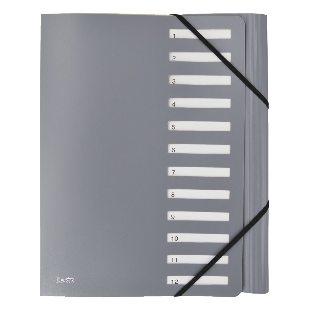 Bantex On The Go A4 Expandable Personal Organiser 12 Tab Grey