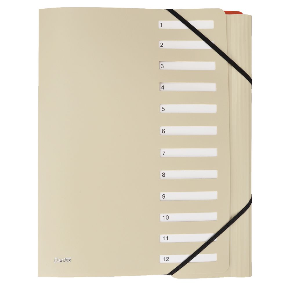 Bantex On The Go A4 Expandable Personal Organiser 12 Tab Sand