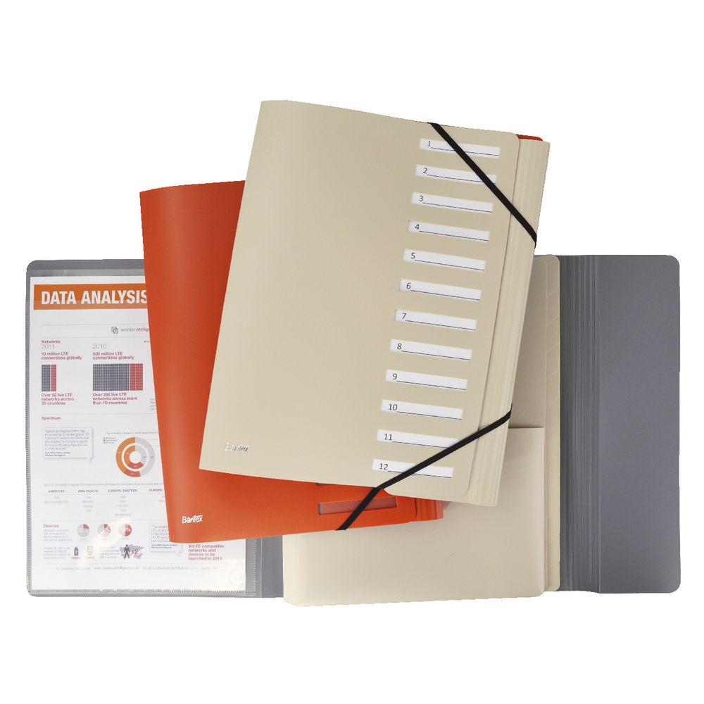 Bantex On The Go A4 Expandable Personal Organiser 12 Tab Grey