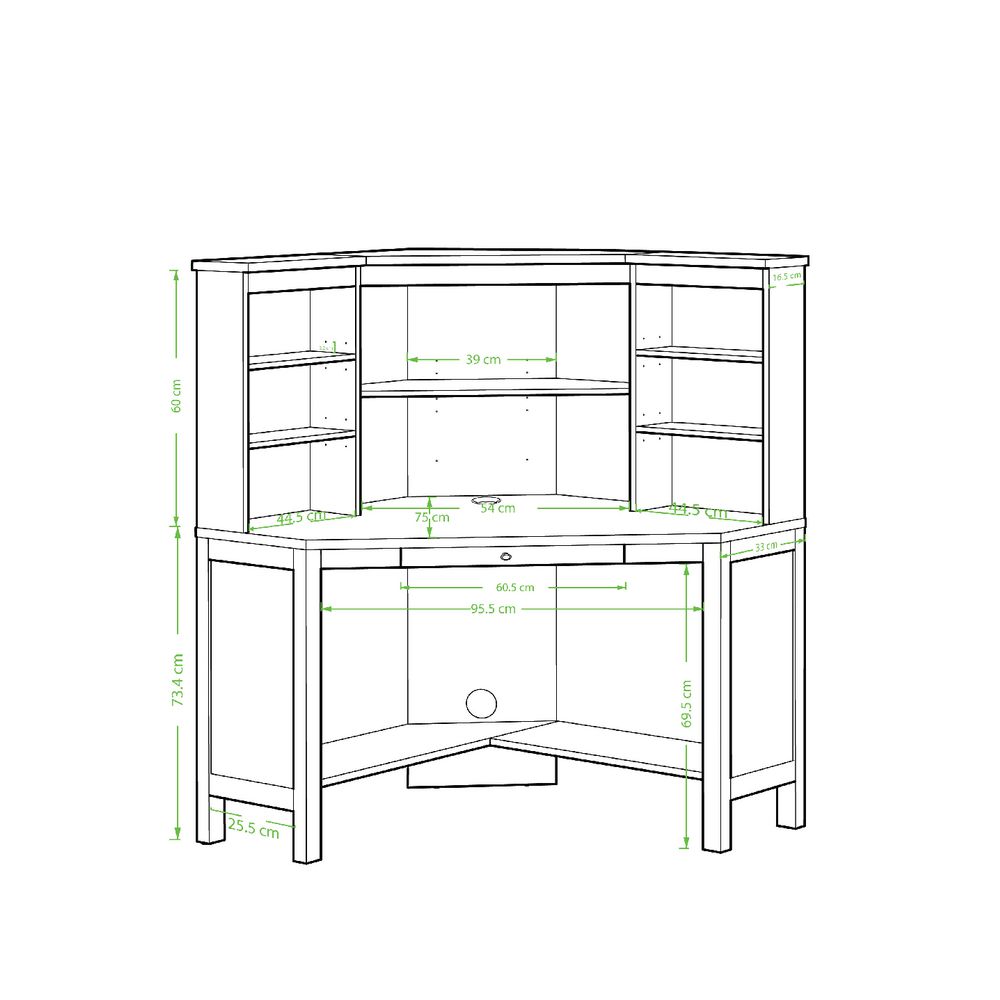 Grace Vintage Corner Hutch Desk Officeworks