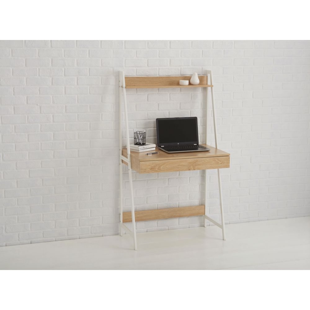 Koge Small Hutch Desk Oak And White