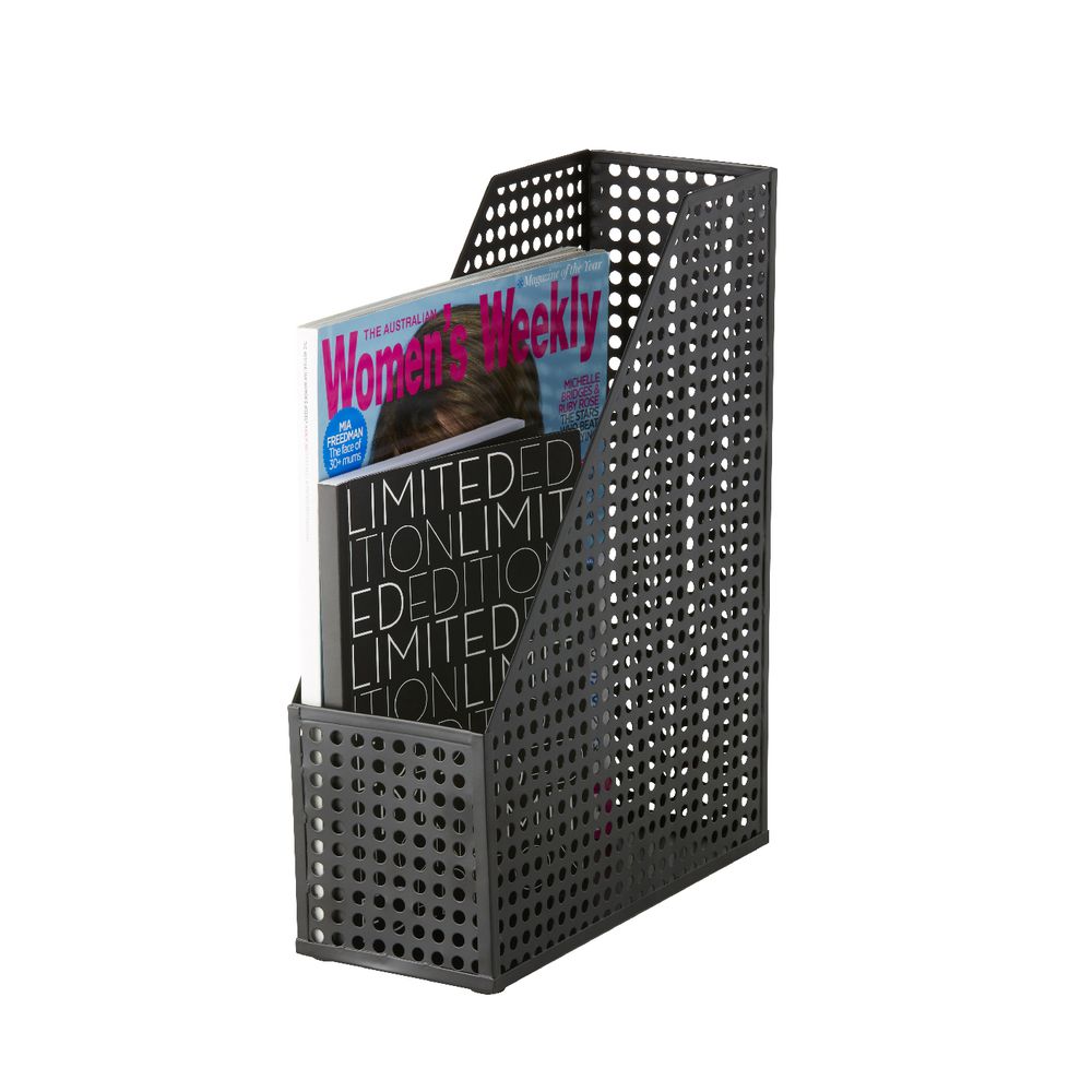 Otto Punched Metal Magazine File Black