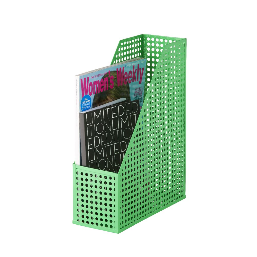 Otto Punched Metal Magazine File Green