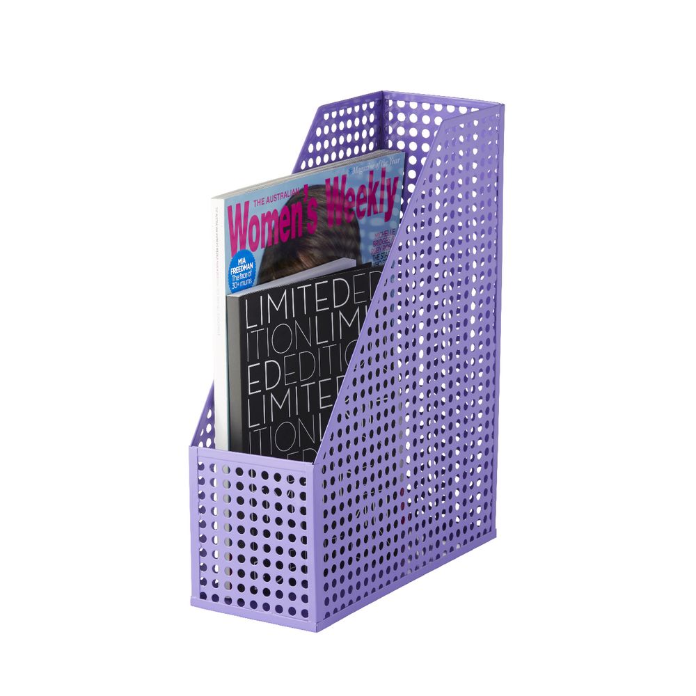 Otto Punched Metal Magazine File Purple