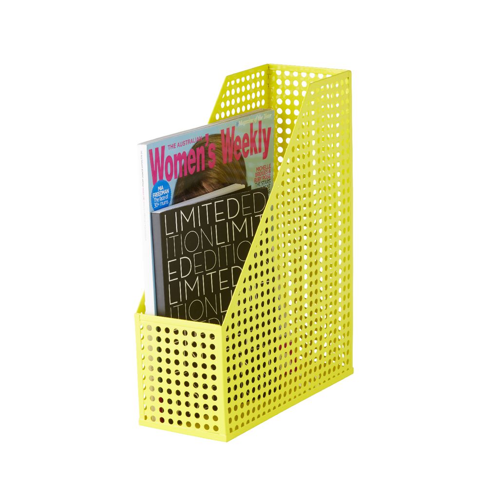 Otto Punched Metal Magazine File Yellow