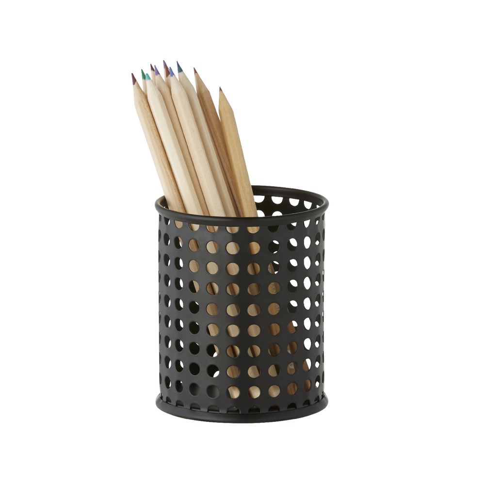 Otto Punched Metal Pen Cup Black