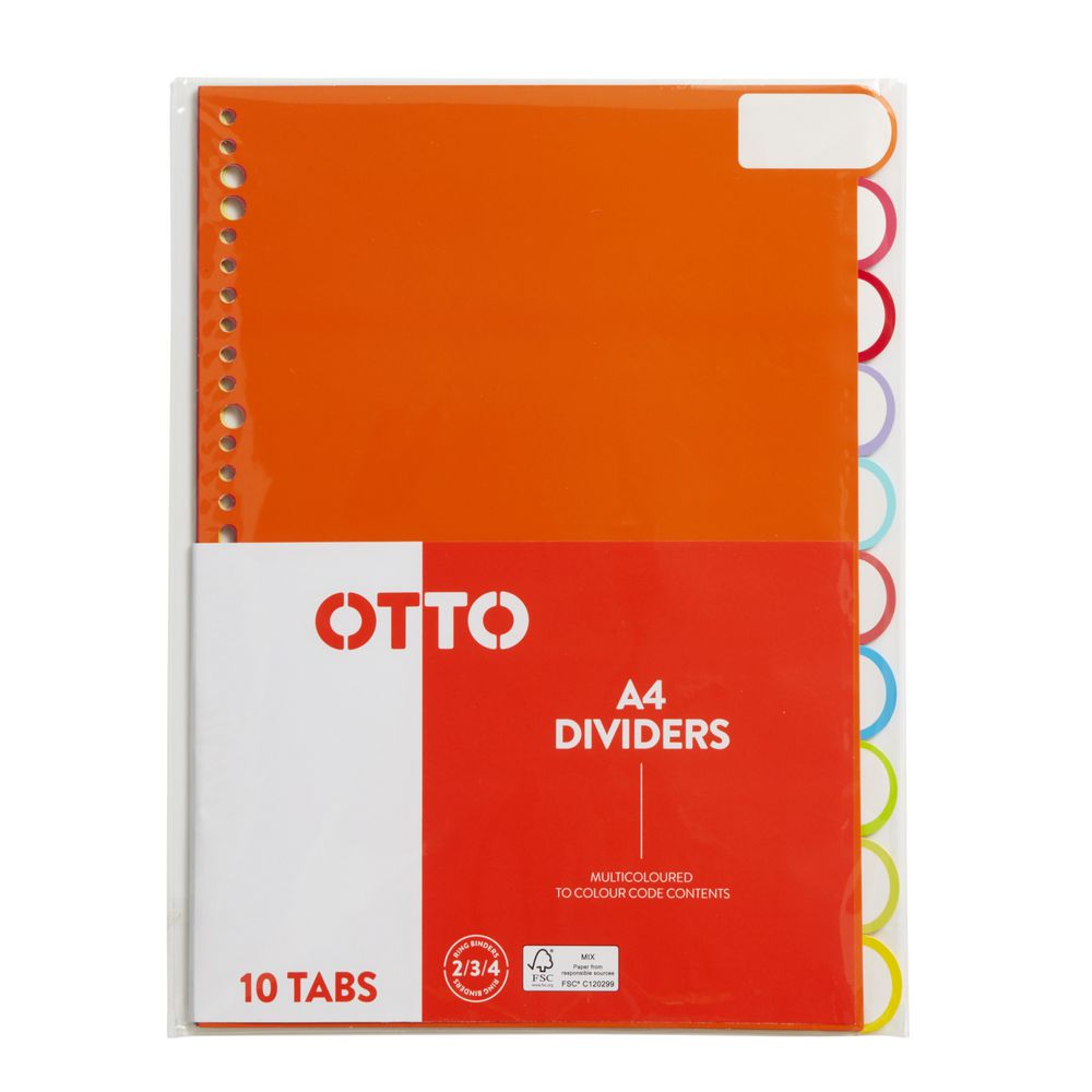 Otto A4 10 Tab Index Dividers Matte Laminate FSC