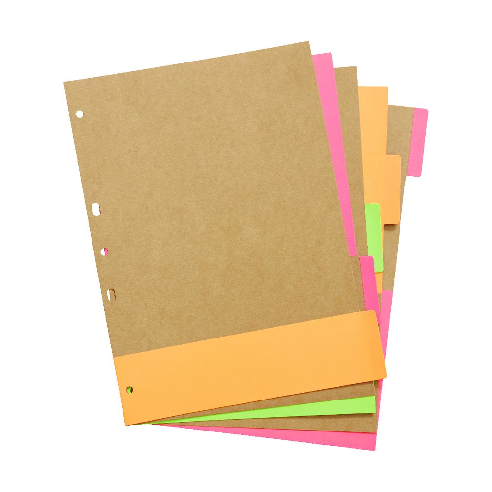 Otto Kraft Dividers 5 Tab Neon Assorted