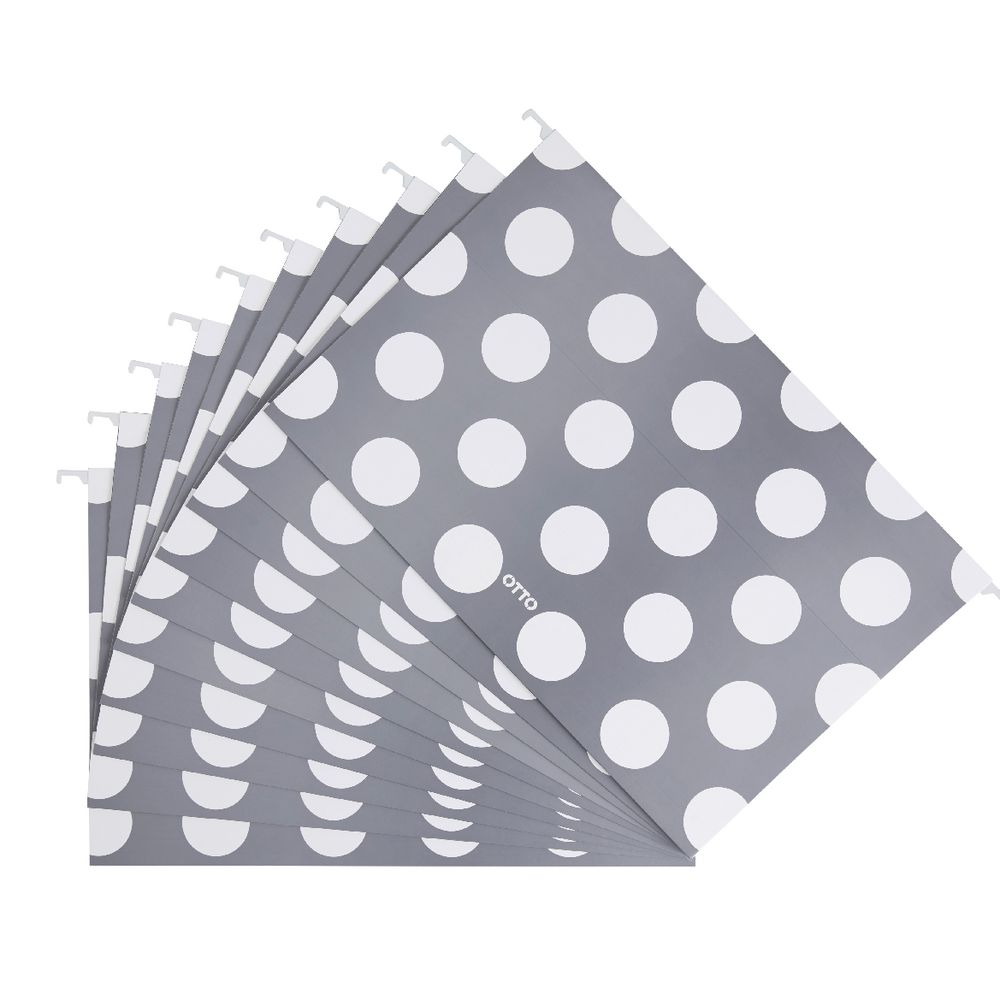 Otto Printed Suspension File Foolscap Grey 10 Pack
