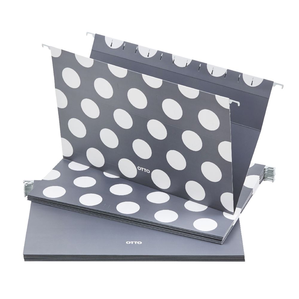 Otto Printed Suspension File Foolscap Grey 10 Pack