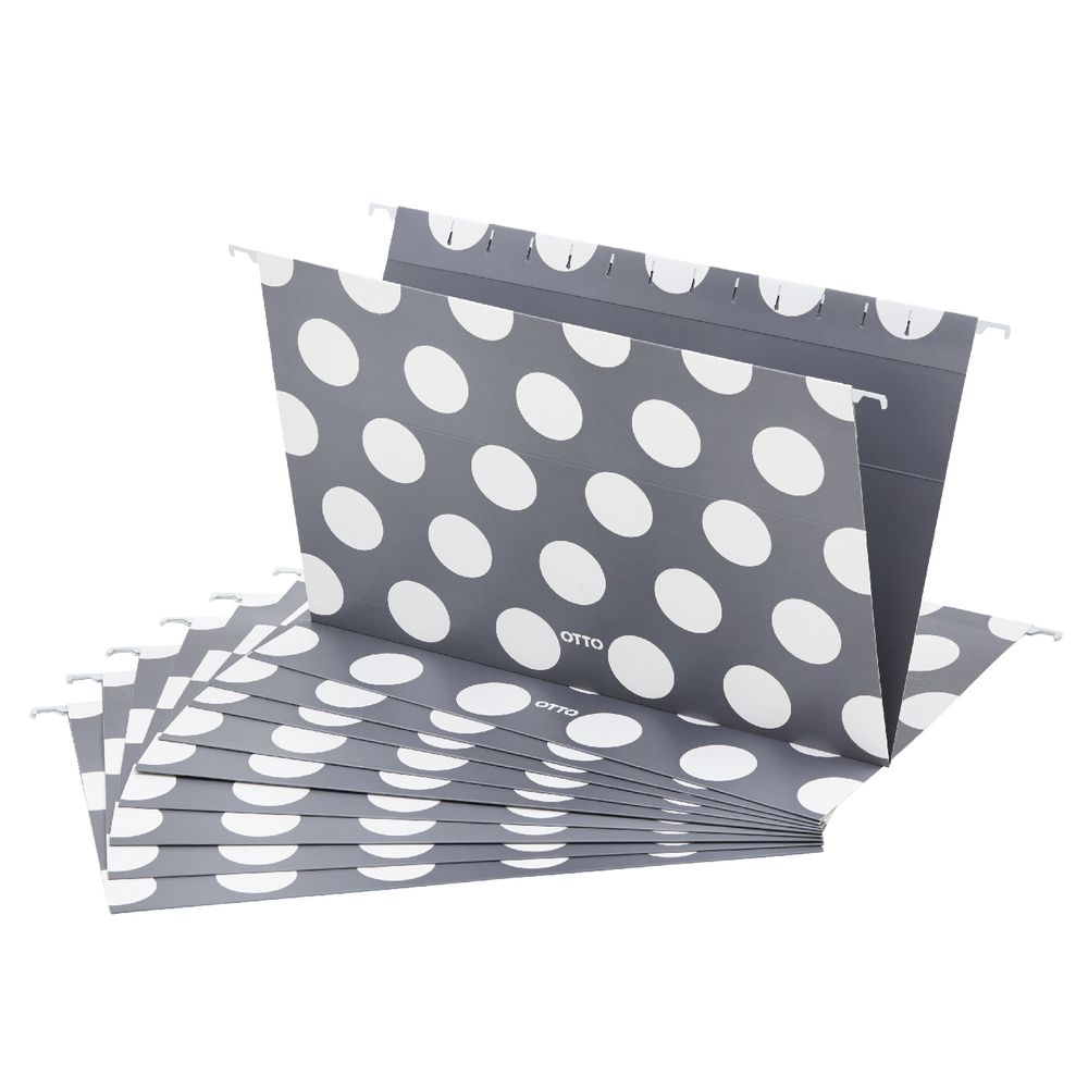 Otto Printed Suspension File Foolscap Grey 10 Pack