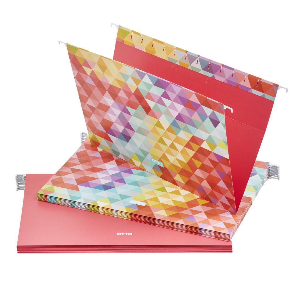 Otto Printed Suspension File Foolscap Multi-coloured 10 Pack