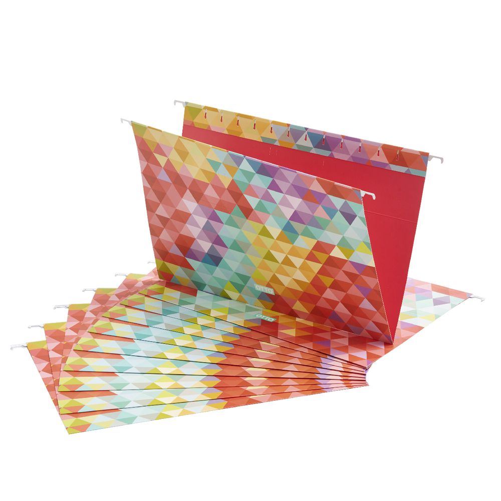 Otto Printed Suspension File Foolscap Multi-coloured 10 Pack