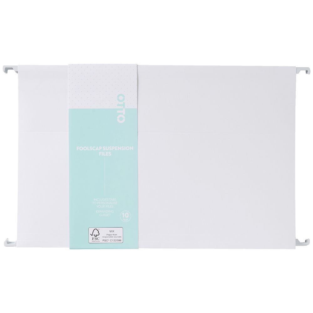 Otto Suspension File Foolscap White and Gold 10 Pack