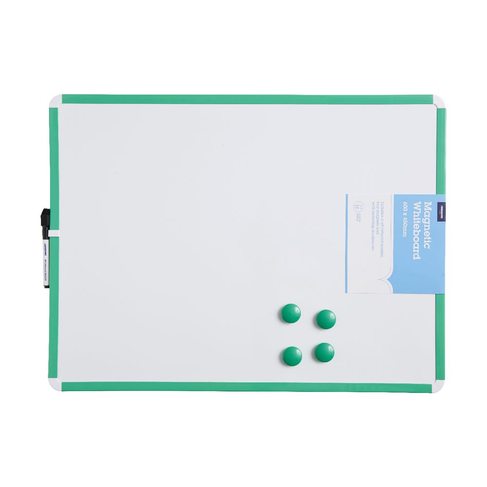 J.Burrows Premium Magnetic Plastic Whiteboard 45 x 60cm Green