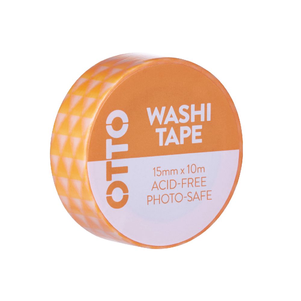 Otto Washi Tape 15mm x 10m Neon Orange Pattern