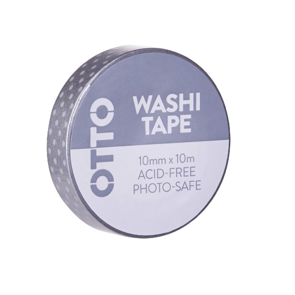Otto Washi Tape 10mm x 10m Silver Pattern