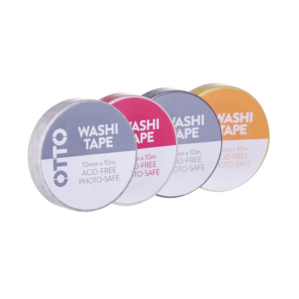 Otto Washi Tape 10mm x 10m Silver Pattern