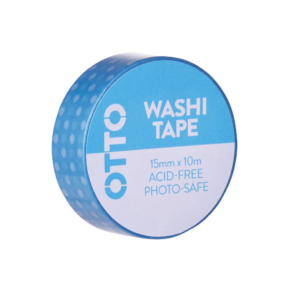 Otto Washi Tape 15mm x 10m Neon Blue Pattern