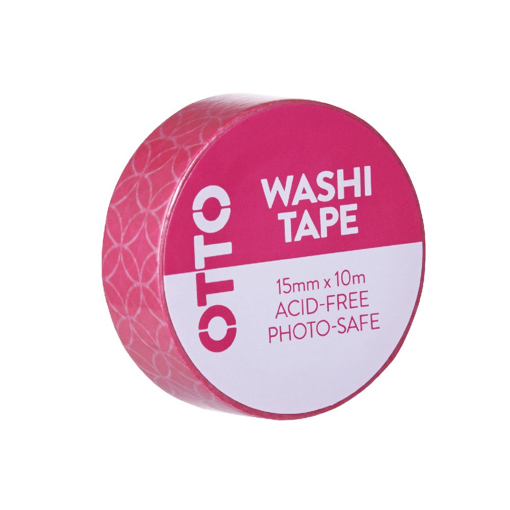 Otto Washi Tape 15mm x 10m Neon Pink Pattern