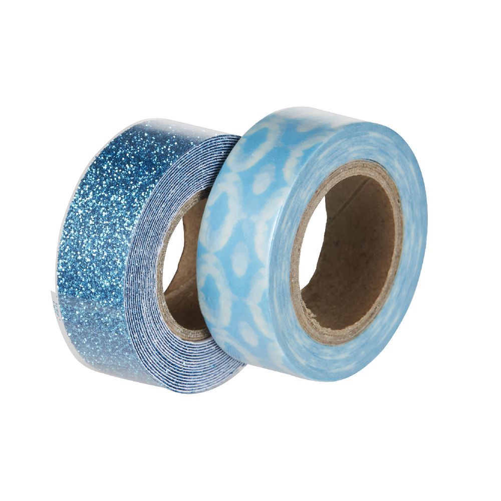 Otto Washi and Glitter Tape Blue 2 Pack Officeworks