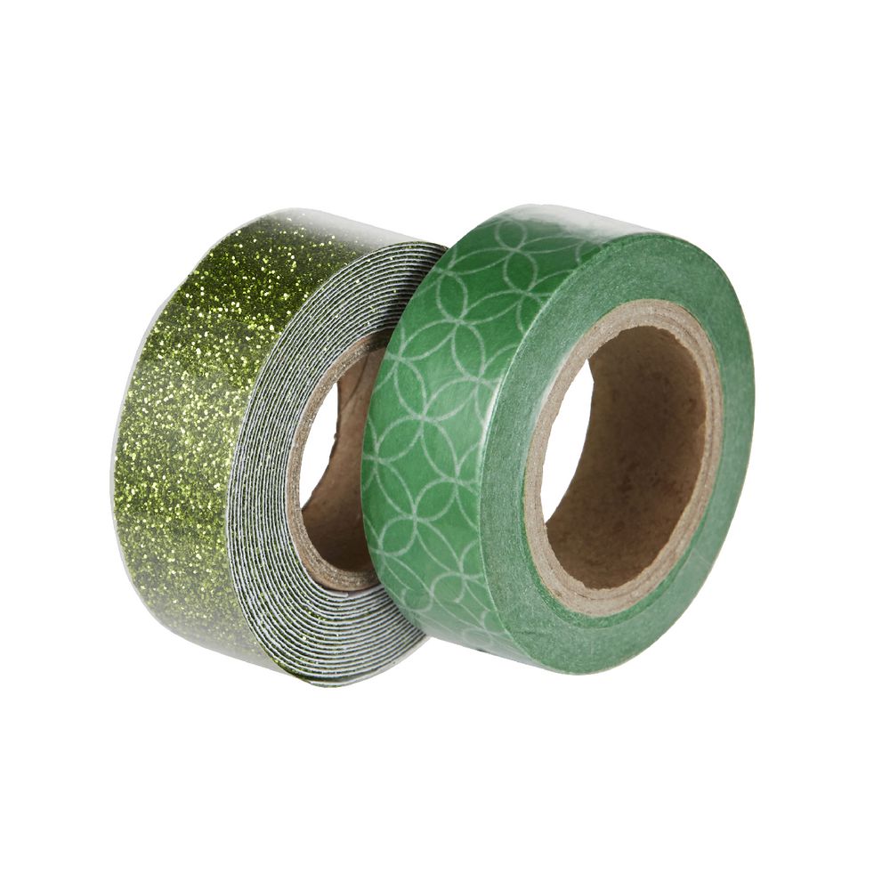 Otto Washi and Glitter Tape Green 2 Pack