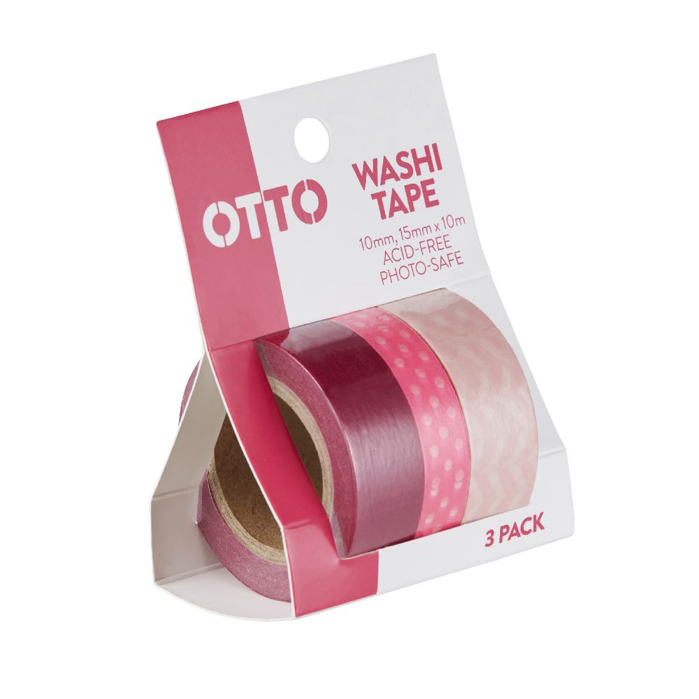 Otto Washi Tape Pink 3 Pack