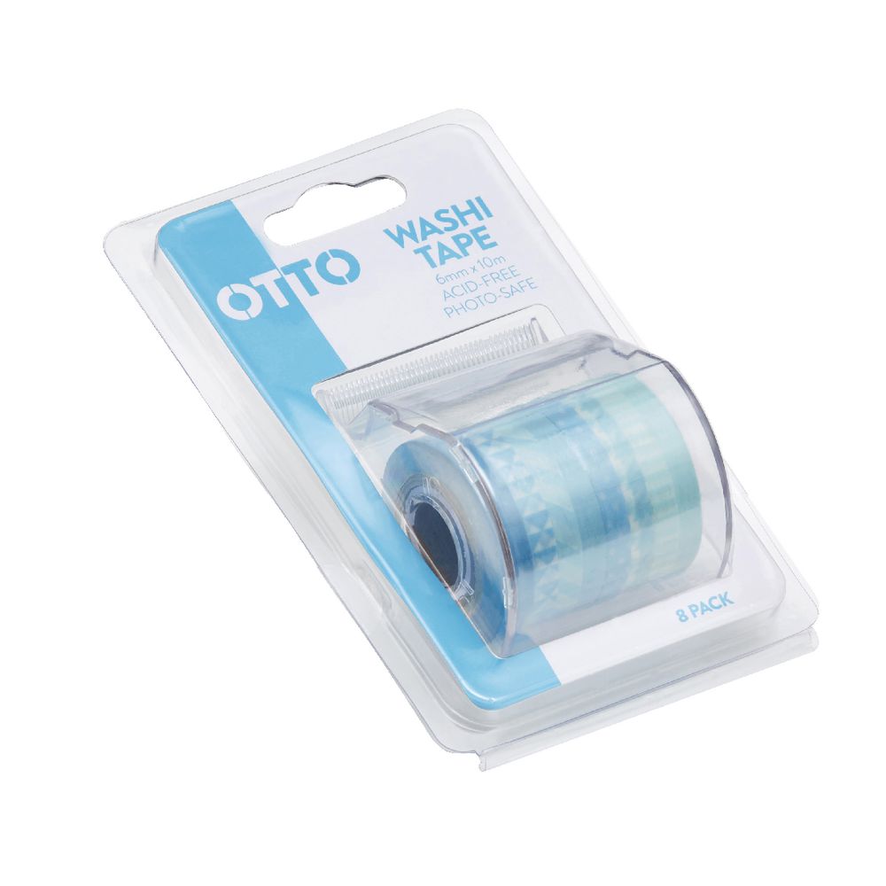 Otto Washi Tape Blue 8 Pack Officeworks