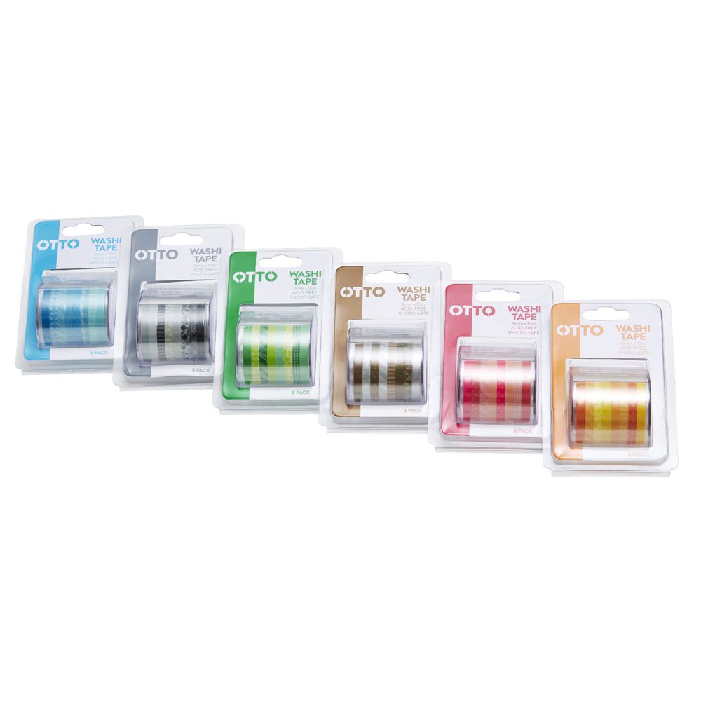 Otto Washi Tape Black and White 8 Pack
