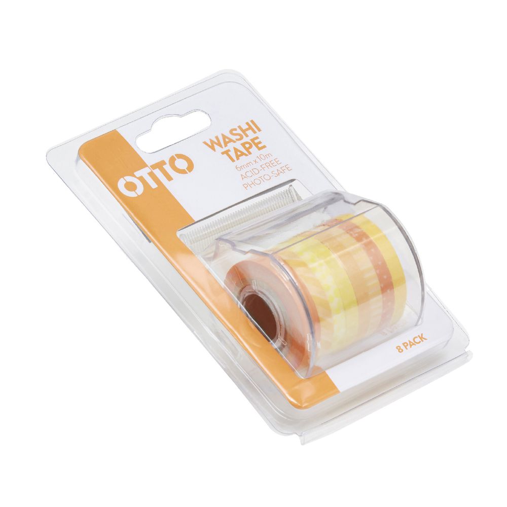 Otto Washi Tape Yellow 8 Pack Officeworks