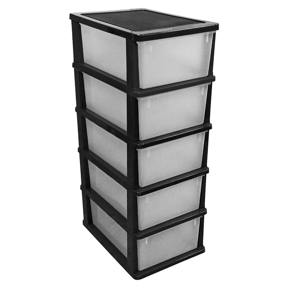 J.Burrows 5 Drawer Cabinet Black and Clear