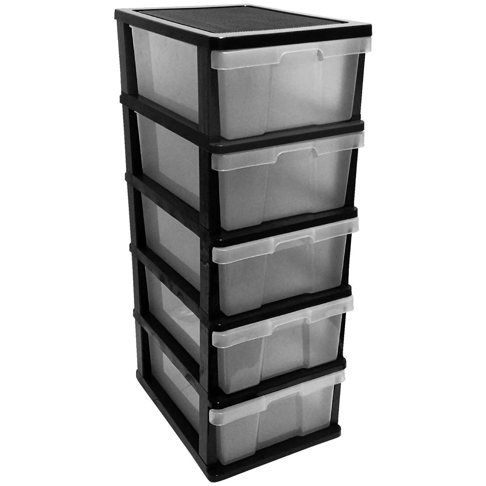 J.Burrows 5 Drawer Cabinet Black and Clear