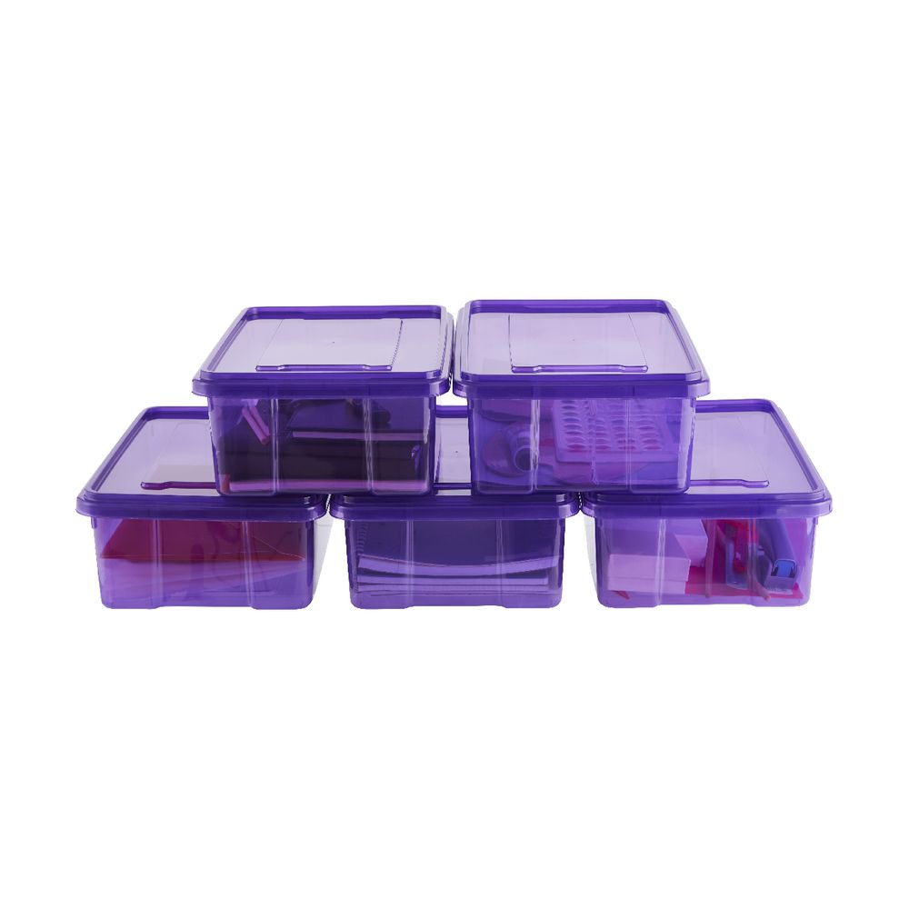 Ezy Storage 10L Storage Containers 5 Pack Purple