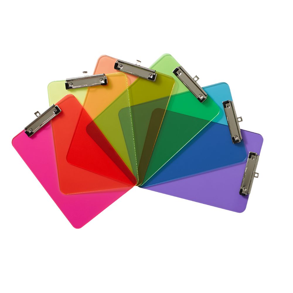 A4 Transparent Clipboard Assorted Neon Colours