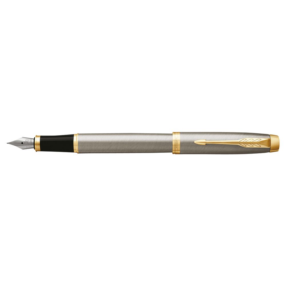 Parker IM Fountain Pen Brushed Metal with Gold Trim