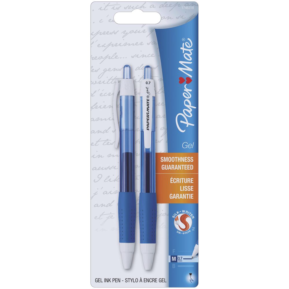PaperMate Retractable Gel Pens Blue 2 Pack