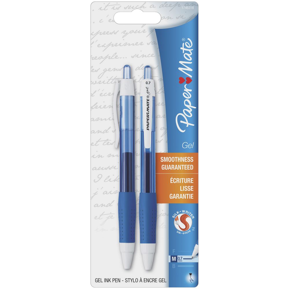 PaperMate Retractable Gel Pens Blue 2 Pack